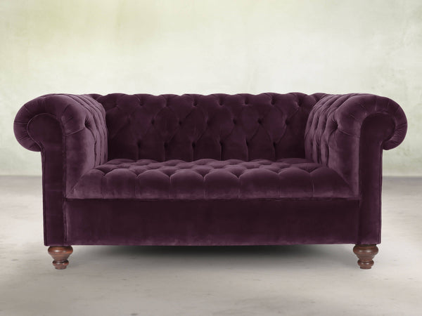 Elsa Snug 2 Seat Chesterfield Sofa In Grape Lush Velvet