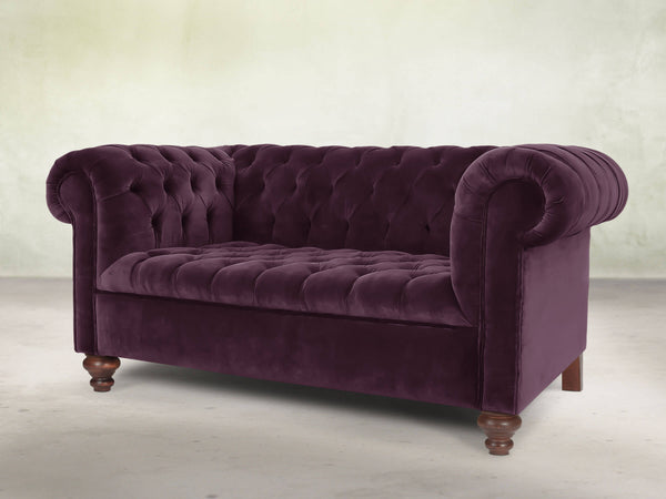 Elsa Snug 2 Seat Chesterfield Sofa In Grape Lush Velvet