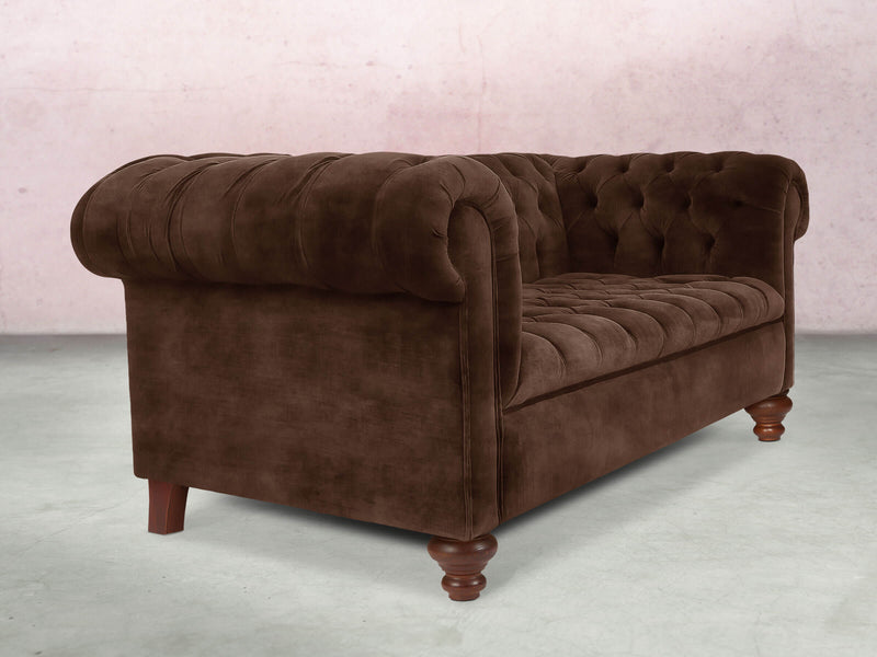 Elsa Snug 2 Seat Chesterfield Sofa In Hickory Vintage Velvet