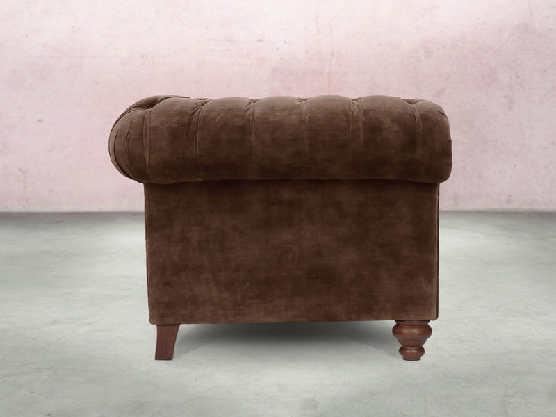 Elsa Snug 2 Seat Chesterfield Sofa In Hickory Vintage Velvet