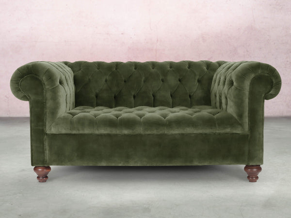 Elsa Snug 2 Seat Chesterfield Sofa In Jade Vintage Velvet