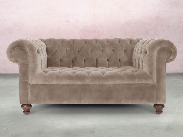 Elsa Snug 2 Seat Chesterfield Sofa In Mocha Vintage Velvet