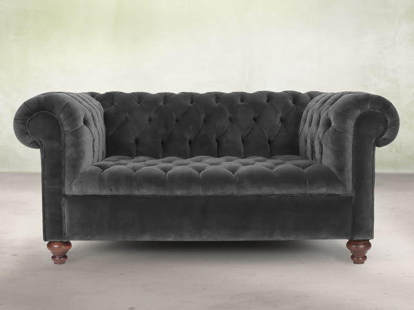 Elsa Snug 2 Seat Chesterfield Sofa In Nickel Lush Velvet