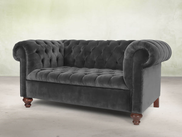 Elsa Snug 2 Seat Chesterfield Sofa In Nickel Lush Velvet