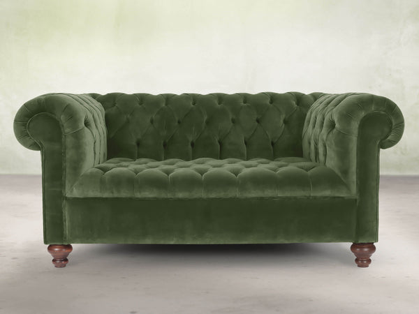 Elsa Snug 2 Seat Chesterfield Sofa In Pine Lush Velvet