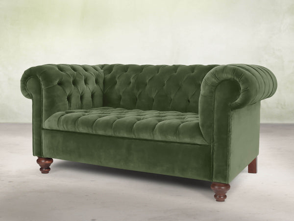 Elsa Snug 2 Seat Chesterfield Sofa In Pine Lush Velvet