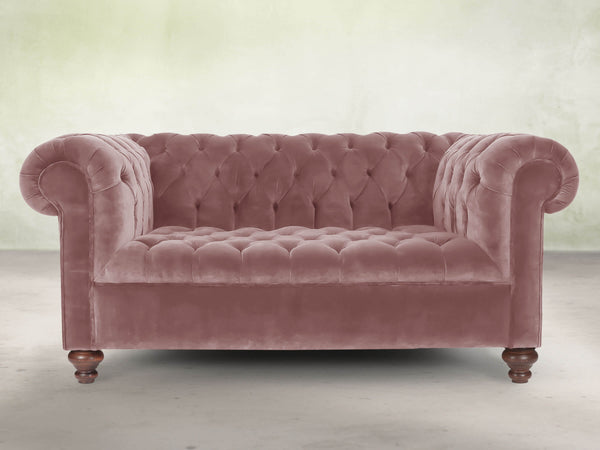 Elsa Snug 2 Seat Chesterfield Sofa In Pink Lush Velvet