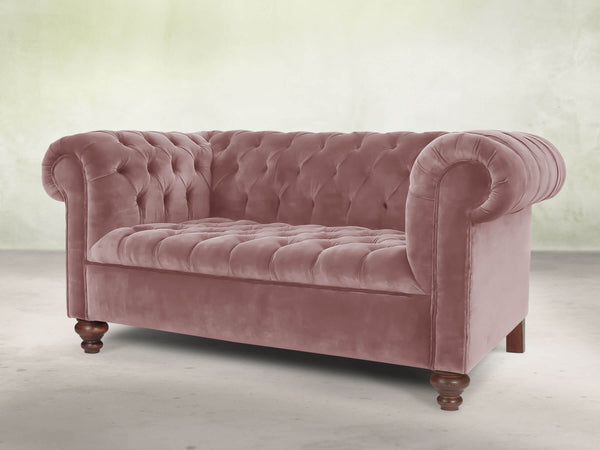 Elsa Snug 2 Seat Chesterfield Sofa In Pink Lush Velvet