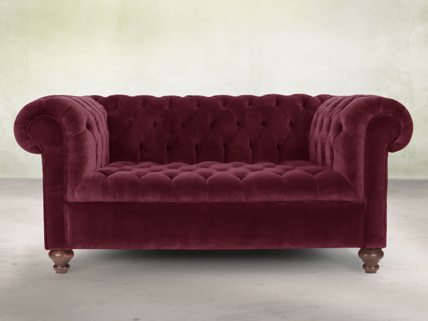 Elsa Snug 2 Seat Chesterfield Sofa In Wine Lush Velvet