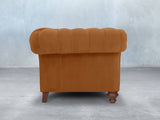 Flora 2 Seat Chesterfield Sofa In Burnt Orange Lush Velvet