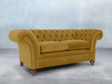 Flora 2 Seat Chesterfield Sofa In Golden Lush Velvet