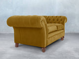 Flora 2 Seat Chesterfield Sofa In Golden Lush Velvet