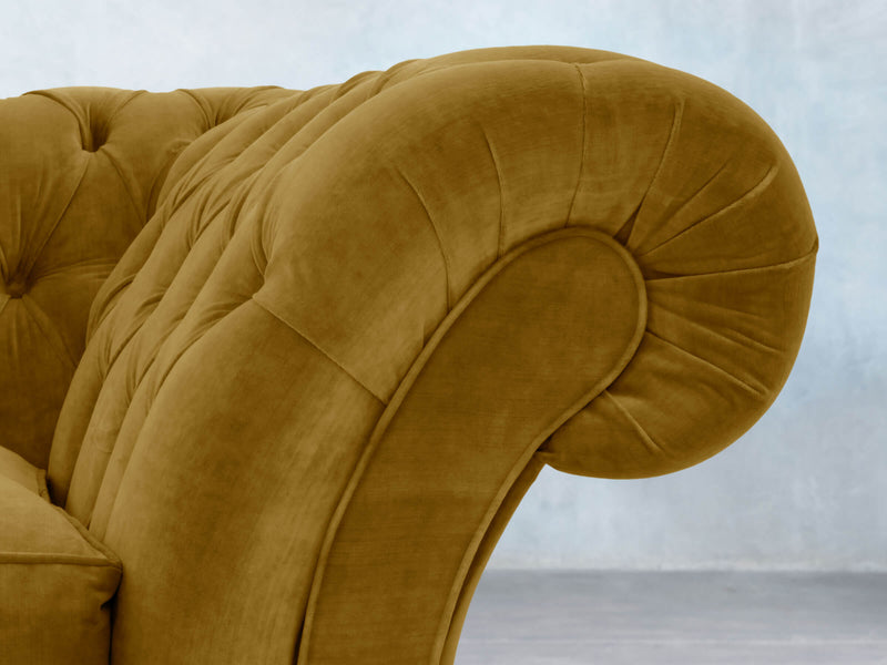 Flora 2 Seat Chesterfield Sofa In Golden Lush Velvet