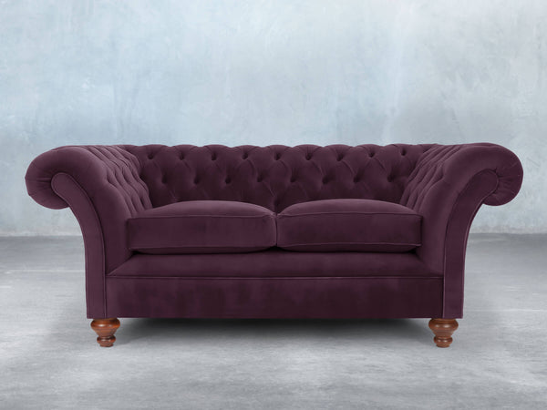 Flora 2 Seat Chesterfield Sofa In Grape Lush Velvet