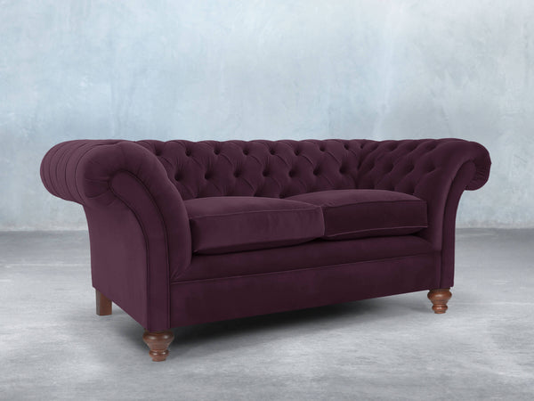 Flora 2 Seat Chesterfield Sofa In Grape Lush Velvet