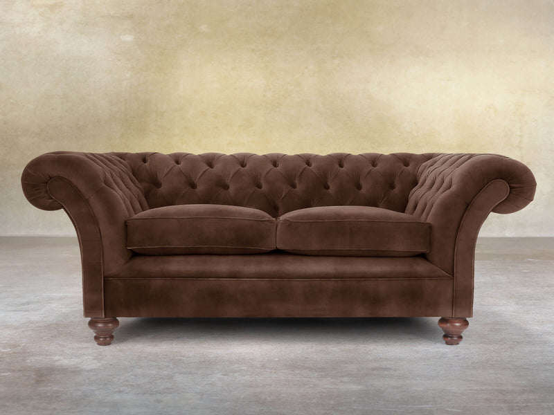 Flora 2 Seat Chesterfield Sofa In Hickory Vintage Velvet