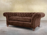 Flora 2 Seat Chesterfield Sofa In Hickory Vintage Velvet