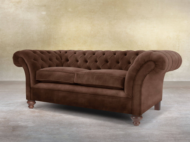 Flora 2 Seat Chesterfield Sofa In Hickory Vintage Velvet