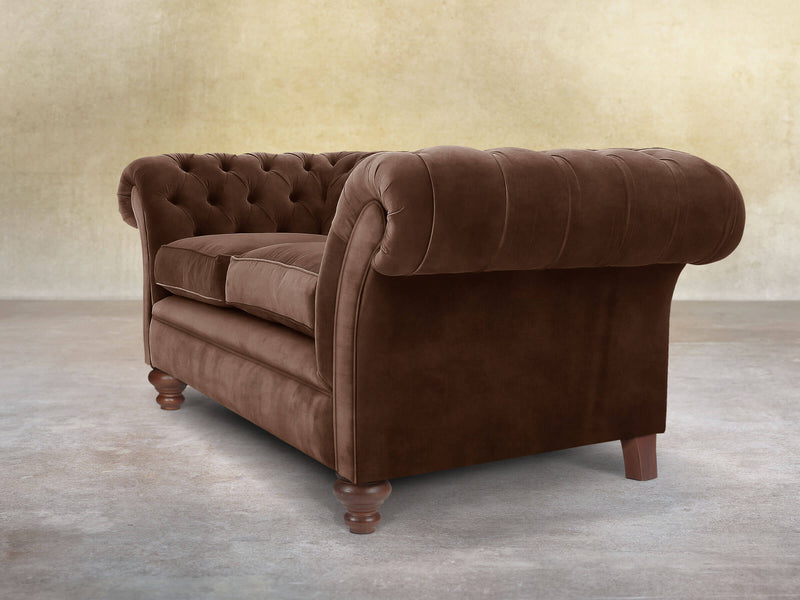 Flora 2 Seat Chesterfield Sofa In Hickory Vintage Velvet