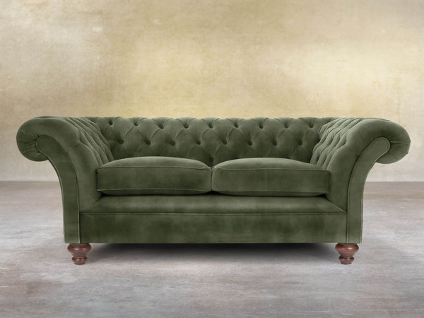 Flora 2 Seat Chesterfield Sofa In Jade Vintage Velvet