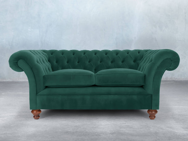 Flora 2 Seat Chesterfield Sofa In Kingfisher Lush Velvet