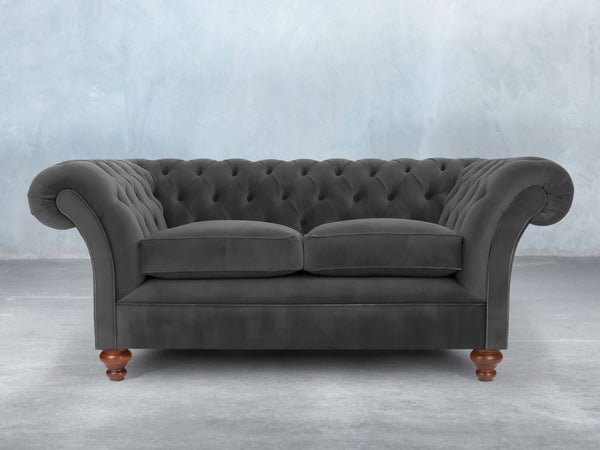 Flora 2 Seat Chesterfield Sofa In Nickel Lush Velvet