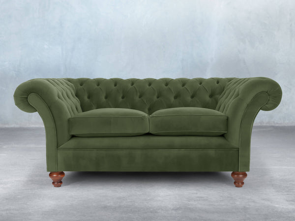 Flora 2 Seat Chesterfield Sofa In Pine Lush Velvet