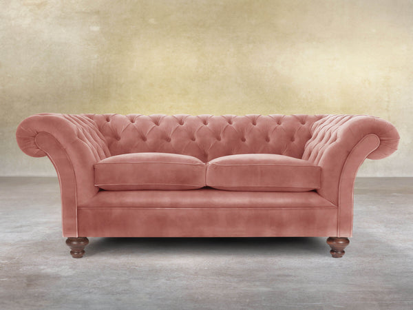 Flora 2 Seat Chesterfield Sofa In Pink Blush Vintage Velvet