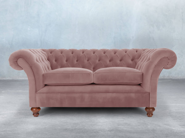 Flora 2 Seat Chesterfield Sofa In Pink Lush Velvet