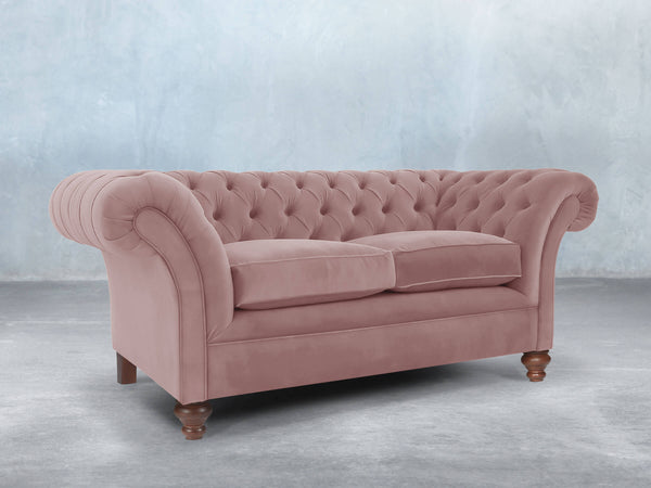 Flora 2 Seat Chesterfield Sofa In Pink Lush Velvet