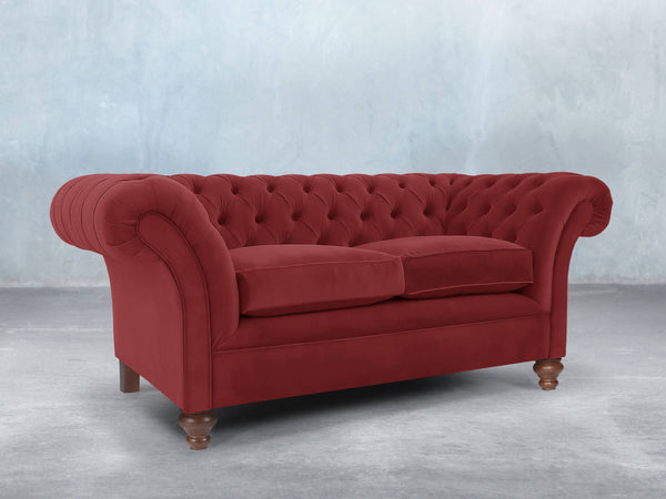 Flora 2 Seat Chesterfield Sofa In Red Lush Velvet