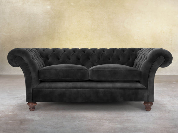 Flora 3 Seat Chesterfield Sofa In Black Cat Vintage Velvet