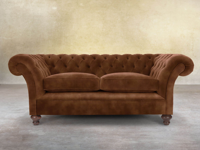 Flora 3 Seat Chesterfield Sofa In Burnt Umber Vintage Velvet