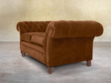 Flora 3 Seat Chesterfield Sofa In Burnt Umber Vintage Velvet