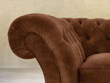 Flora 3 Seat Chesterfield Sofa In Burnt Umber Vintage Velvet