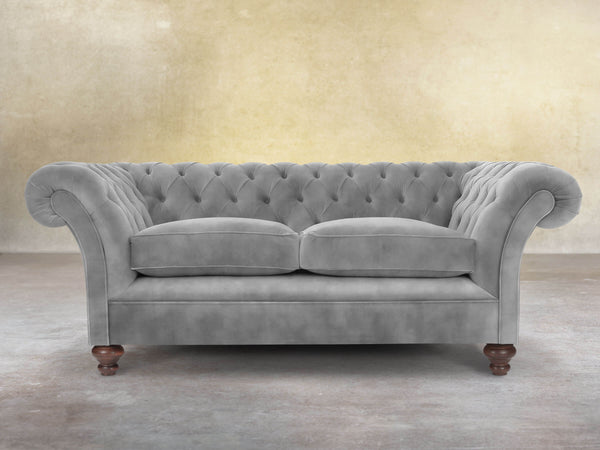 Flora 3 Seat Chesterfield Sofa In Dove Vintage Velvet