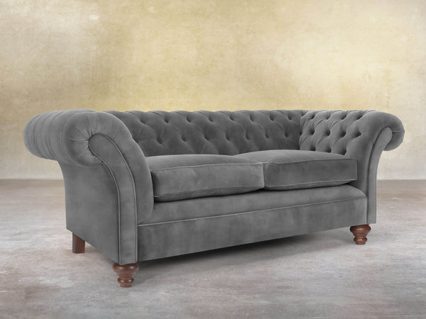 Flora 3 Seat Chesterfield Sofa In Dove Vintage Velvet