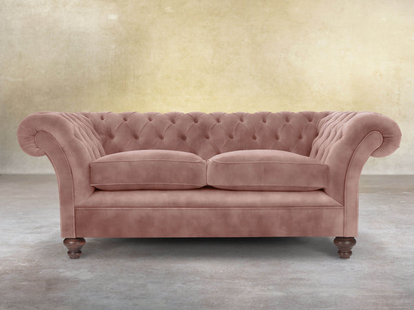 Flora 3 Seat Chesterfield Sofa In Dusky Pink Vintage Velvet