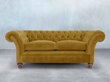 Flora 3 Seat Chesterfield Sofa In Golden Lush Velvet