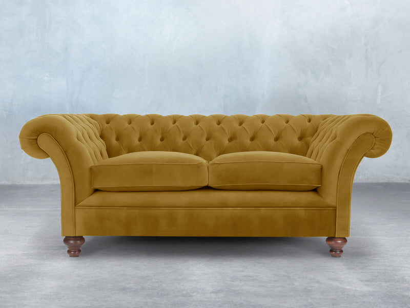 Flora 3 Seat Chesterfield Sofa In Golden Lush Velvet