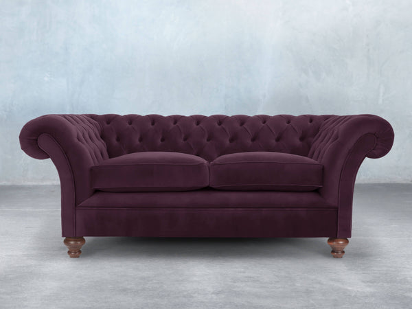 Flora 3 Seat Chesterfield Sofa In Grape Lush Velvet