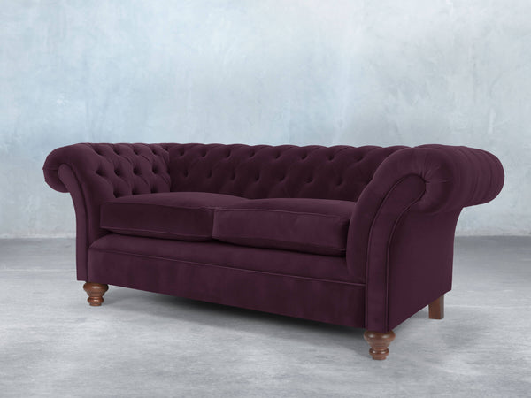 Flora 3 Seat Chesterfield Sofa In Grape Lush Velvet