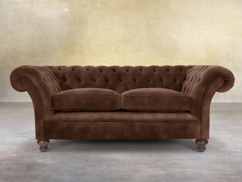 Flora 3 Seat Chesterfield Sofa In Hickory Vintage Velvet