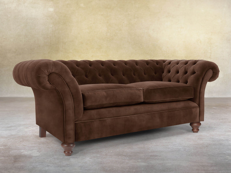 Flora 3 Seat Chesterfield Sofa In Hickory Vintage Velvet