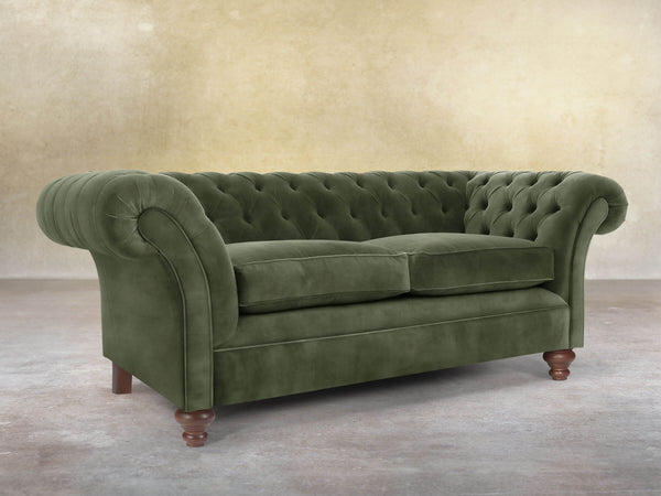 Flora 3 Seat Chesterfield Sofa In Jade Vintage Velvet