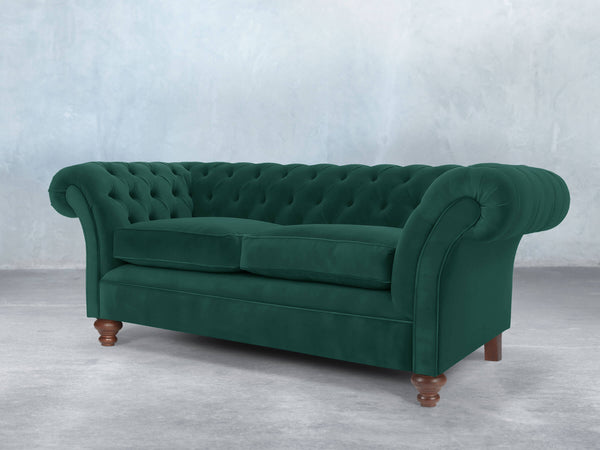 Flora 3 Seat Chesterfield Sofa In Kingfisher Lush Velvet