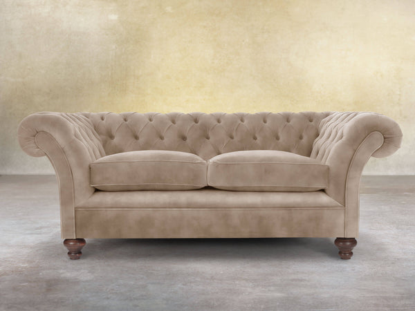 Flora 3 Seat Chesterfield Sofa In Mocha Vintage Velvet