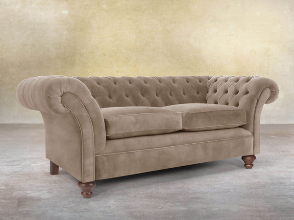 Flora 3 Seat Chesterfield Sofa In Mocha Vintage Velvet