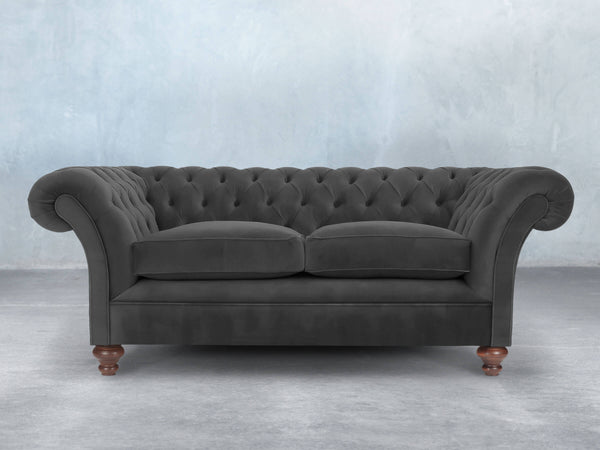 Flora 3 Seat Chesterfield Sofa In Nickel Lush Velvet