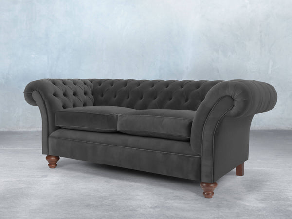 Flora 3 Seat Chesterfield Sofa In Nickel Lush Velvet